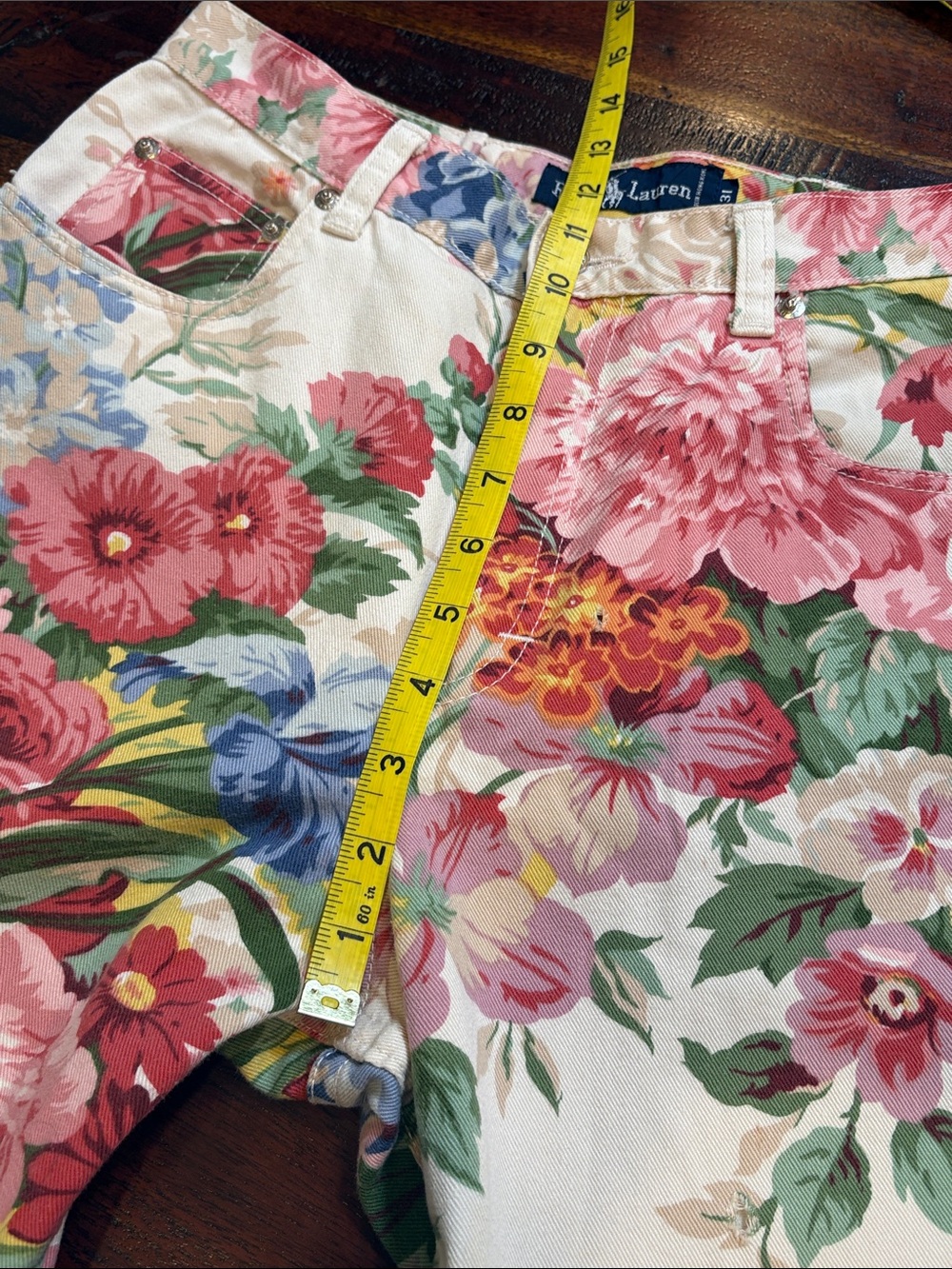 Vintage Ralph Lauren Blue Label 90s Floral Denim High-Rise Jeans 31 *As-Is* - Picture 13 of 16